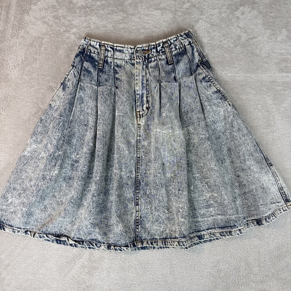 VTG Denim Flare Pleated Skirt JORDACHE Acid Prairie Festival Western Cowgirl 90s